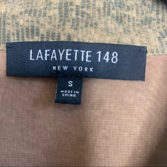 Lafayette 148 Brown Silk Blend Julianne Python Print Shirt Button-down Top - Picture 7 of 8